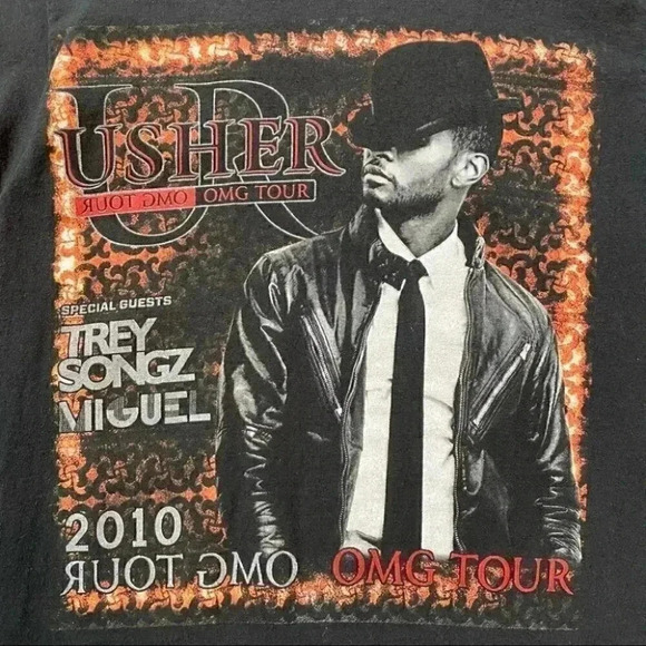 Usher 2010 OMG Concert Tour  Graphic Print Band T-shirt Black Size Small - Picture 16 of 16